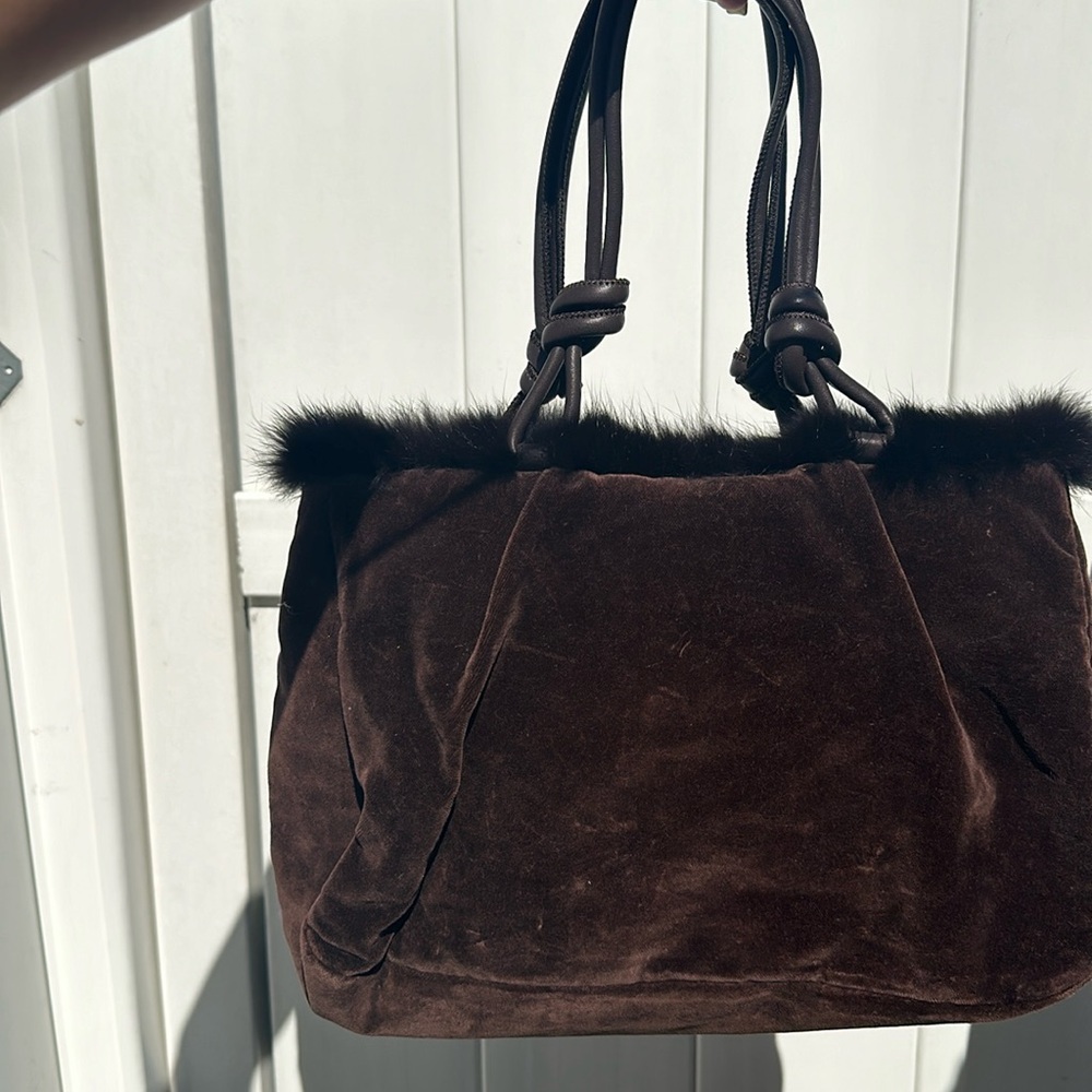 Fur lined handbag